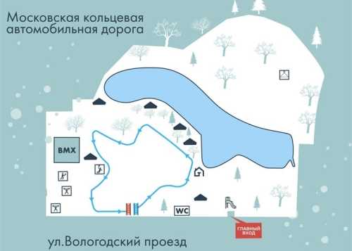Лыжная трасса в парке усадьба "Алтуфьево"