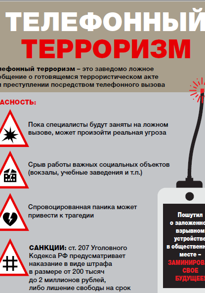ЧЕМ ОПАСЕН ТЕЛЕФОННЫЙ ТЕРРОРИЗМ?